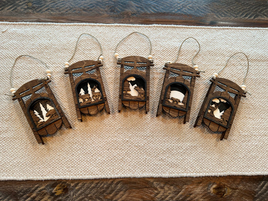 Winter Scene Sled Ornaments