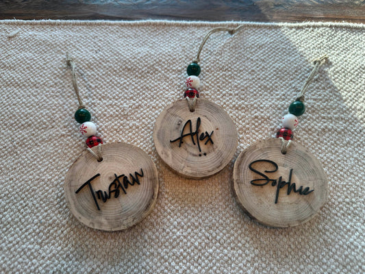 Wood Slice Ornament or Stocking Tag - Personalization Available